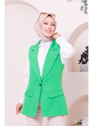 Green - Fully Lined - Vest - İmaj Butik