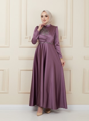  - Unlined - Crew neck - Modest Evening Dress - Olcay