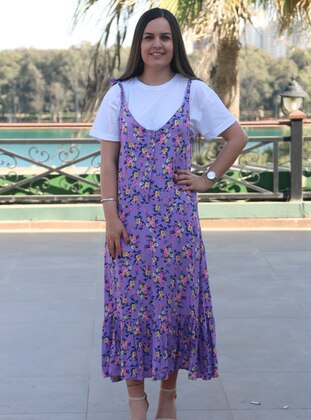 Lilac - Multi - Unlined - Modest Dress - MACARONN