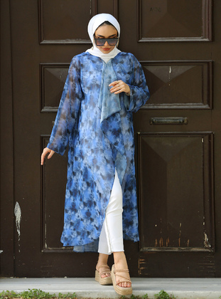Patterned Kimono Sax Blue
