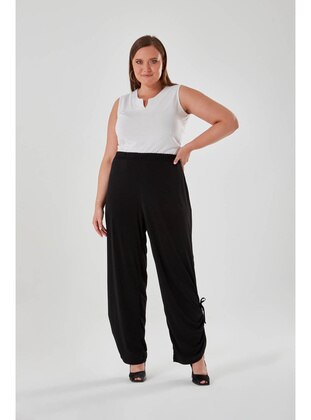 Black - Plus Size Pants - MIZALLE