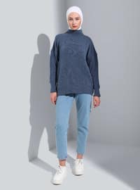 Turtleneck Sweater Tunic Deep Blue