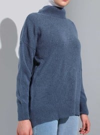 Turtleneck Sweater Tunic Deep Blue