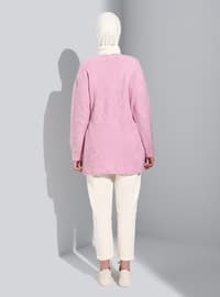 Knitwear Cardigan With Tie Front Detail Pink