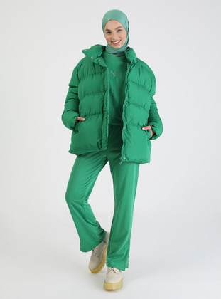 Green - Fully Lined - Polo neck - Puffer Jackets - Benin