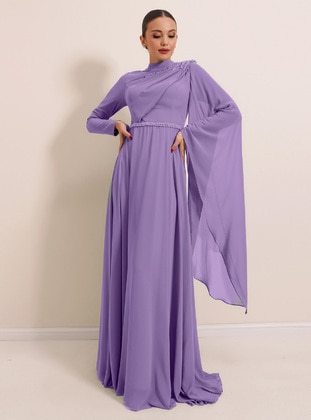 Lilac - Fully Lined - Modest Evening Dress - By Saygı