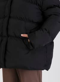 Fiber Filled Zippered Coat Black