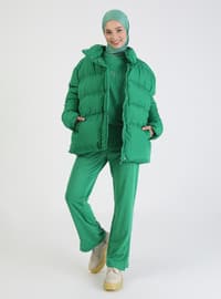 Green - Fully Lined - Polo neck - Puffer Jackets
