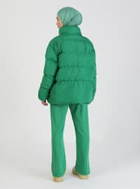 Green - Fully Lined - Polo neck - Puffer Jackets