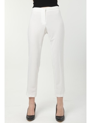 White - Plus Size Pants - Arıkan