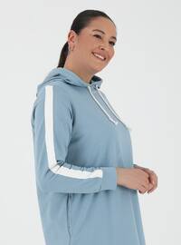 Plus Size Natural Fabric Sports Tunic & Pants Co-Ord Gnavyer Blue