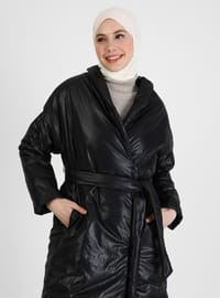 Black - Fully Lined - Double-Breasted - Puffer Jackets