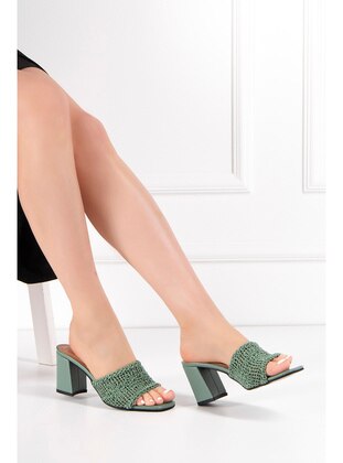 Green - Slippers - Ayakkabı Fuarı