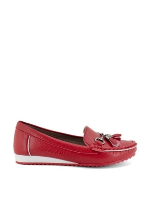 Red - Flat - Flat Shoes - Ayakkabı Fuarı