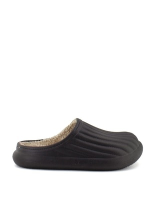 Black - Flat Slippers - Home Shoes - Ayakkabı Fuarı