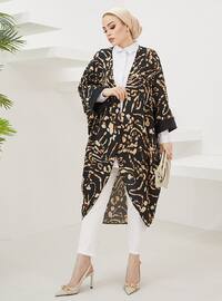 Patterned Oversized Kimono Black