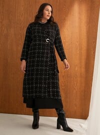 Patterned Plus Size Abaya Abaya Abaya Black