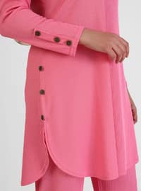 Pink - Crew neck - Unlined - Plus Size Suit