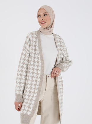 Patterned Soft Touch Knitwear Cardigan Pearl White Mink