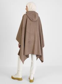 Fabric Hooded Poncho Brown