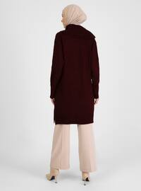 Sweater Tunic With Stone Detail On Collar Burgundy