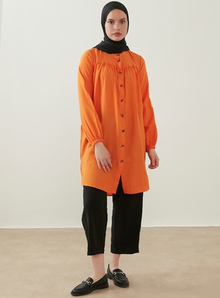 Rabon Button Down Tunic With Side Pockets Oranj