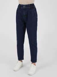 Natural Fabric Denim Pants Navy Blue