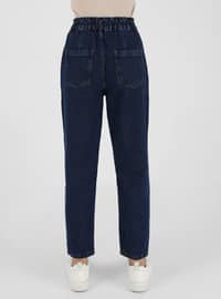 Natural Fabric Denim Pants Navy Blue
