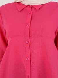 Front Button Shirt Tunic Fuchsia