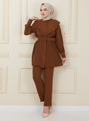 Brown - Unlined - Suit - Olcay
