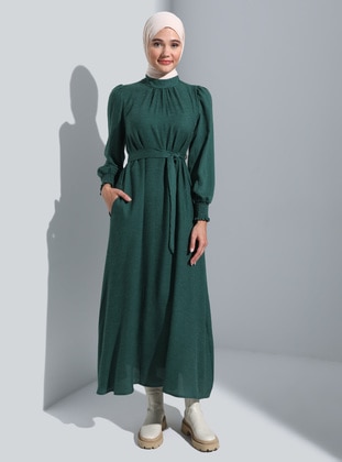 Emerald - Crew neck - Unlined - Modest Dress - Refka