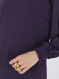 Dark Purple - Unlined - Crew neck - Lined Collar - Suit