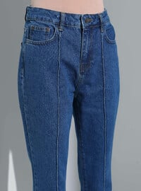 Denim Pants Blue With Rib Detail