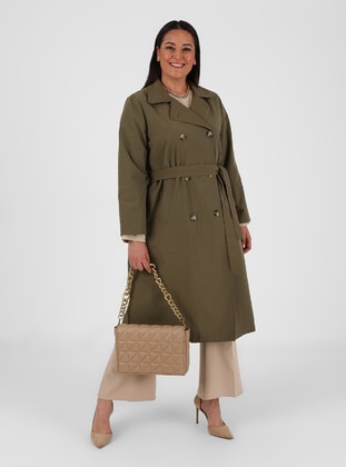  - Unlined - Double-Breasted - Plus Size Trench coat - Alia