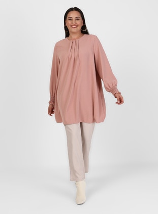 Plus Size Solid Color Tunic Rose