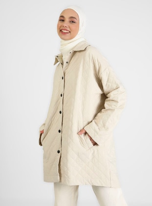 Quilted Fabric Jacket Beige