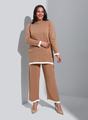 Alia Camel Plus Size Knit Co-ords