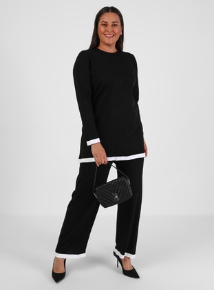Tunic & Pants Double Plus Size Set Black