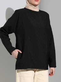 Quilted Relaxed Fit Sweatshirt Black