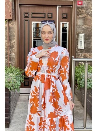 Orange - Modest Dress - MODAPİNHAN