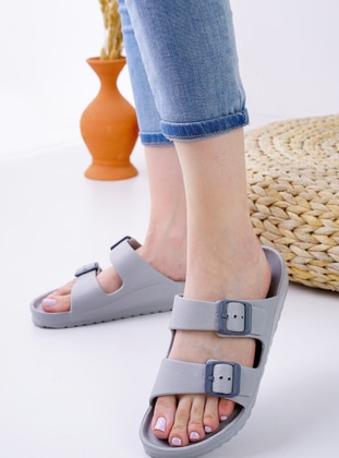 Grey - Grey - Sandal - Slippers - Ayakkabı Havuzu
