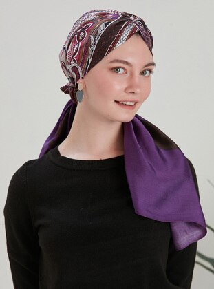 Purple - Printed - Instant Scarf - ELEUSIS by Gamze Ertin