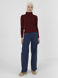Rollkragenpullover Bordeauxrot