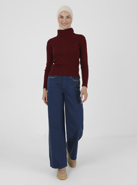 Rollkragenpullover Bordeauxrot