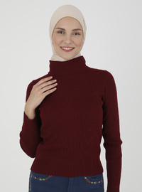 Rollkragenpullover Bordeauxrot