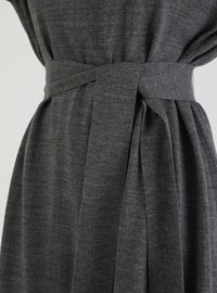 Sweater Tunic Anthracite With Turtleneck Belt Detail