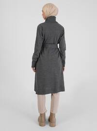 Sweater Tunic Anthracite With Turtleneck Belt Detail