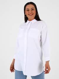 Plus Size Button Detailed Tunic White