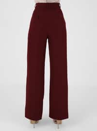 Wide Leg Classic Fabric Pants Dark Red