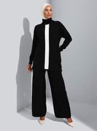 Tunic&Pants Knitwear Co-Ord Set Black